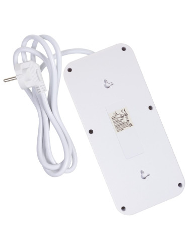 Maclean Listwa Zasilająca, Przedłużacz 6 Gniazd + 4Xusb, 110-240V Ac 50/60Hz, 2.1A Max 2500W, 1,5 M, Biała Mce389 W