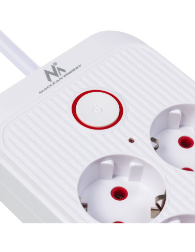 Maclean Listwa Zasilająca, Przedłużacz 6 Gniazd + 4Xusb, 110-240V Ac 50/60Hz, 2.1A Max 2500W, 1,5 M, Biała Mce389 W