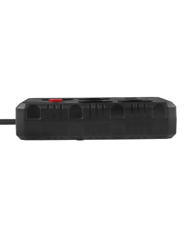Maclean Listwa Zasilająca, Przedłużacz 4 Gniazda + 3Xusb, 110-240V Ac 50/60Hz, 2.1A Max 2500W, 3M, Czarna, Mce393 B