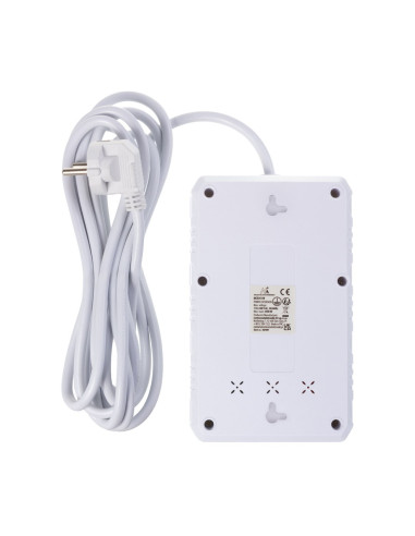 Maclean Listwa Zasilająca, Przedłużacz 4 Gniazda + 3Xusb, 110-240V Ac 50/60Hz, 2.1A Max 2500W, 3M, Biała Mce393 W
