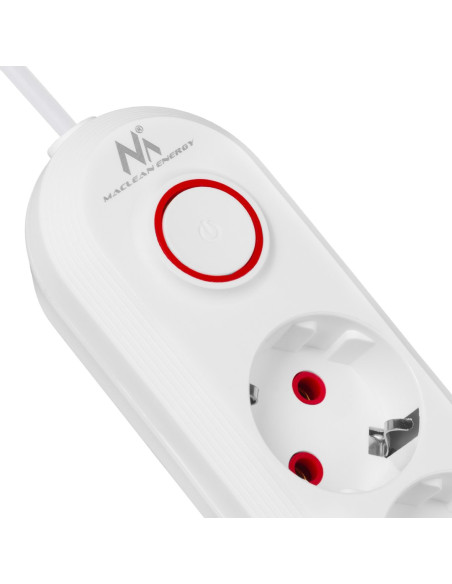 Maclean Listwa Zasilająca Przedłużacz5 Gniazd + 3Xusb, 110-240V Ac 50/60Hz, 2.1A Max 2500W, 1,5M, Biała Mce395 W
