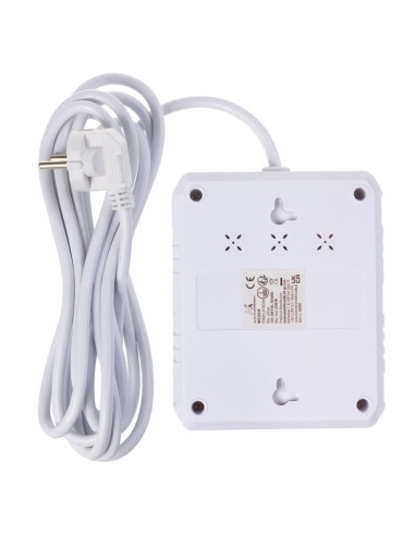 Maclean Listwa Zasilająca, Przedłużacz 2 Gniazda + 3Xusb, 110-240V Ac 50/60Hz, 2.1A Max 2500W, 3 M, Biała Mce388 W