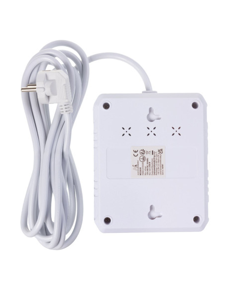 Maclean Listwa Zasilająca, Przedłużacz 2 Gniazda + 3Xusb, 110-240V Ac 50/60Hz, 2.1A Max 2500W, 3 M, Biała Mce388 W