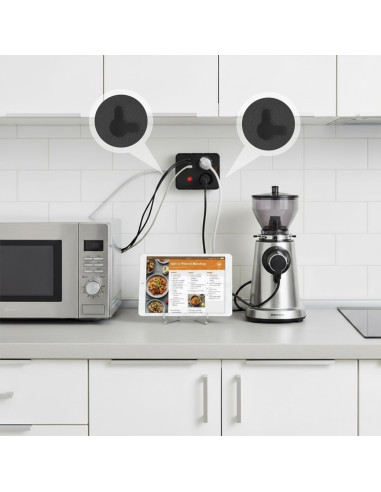 Maclean Listwa Zasilająca, Przedłużacz 2 Gniazda + 3Xusb, 110-240V Ac 50/60Hz, 2.1A Max 2500W, 3 M, Czarna Mce388 B