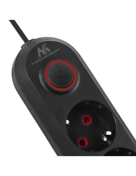 Maclean Listwa Zasilająca, Przedłużacz 3 Gniazda + 3Xusb, 110-240V Ac 50/60Hz, 2.1A Max 2500W, 1,5M, Czarna Mce394 B