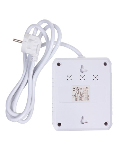 Maclean Listwa Zasilająca, Przedłużacz 2 Gniazda + 3Xusb, 110-240V Ac 50/60Hz, 2.1A Max 2500W, 1.5M, Biała Mce387 W