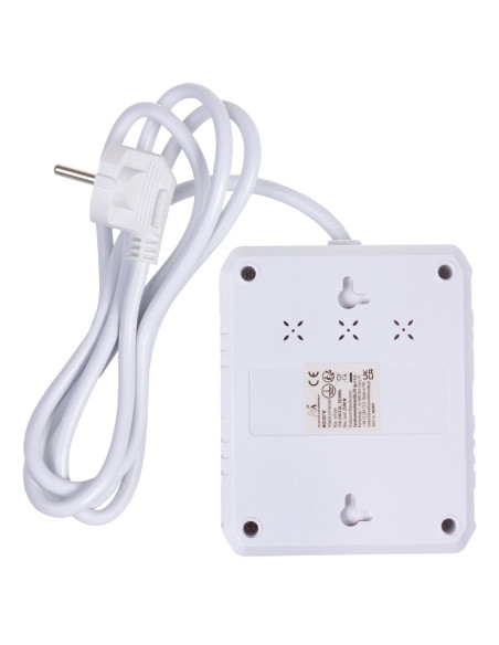 Maclean Listwa Zasilająca, Przedłużacz 2 Gniazda + 3Xusb, 110-240V Ac 50/60Hz, 2.1A Max 2500W, 1.5M, Biała Mce387 W
