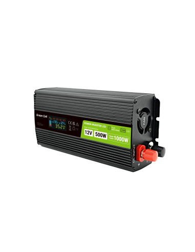Green Cell Przetwornica Lcd 12V/230V 500W/1000W Czysty Sinus Invgc12P500Lcd