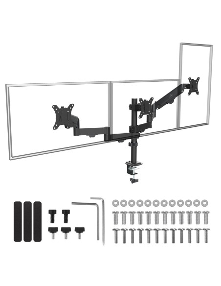 Maclean Uchwyt Na 3 Monitory, Sprężyna Gazowa, 17"-27", 2-8Kg, Czarny Mc-137