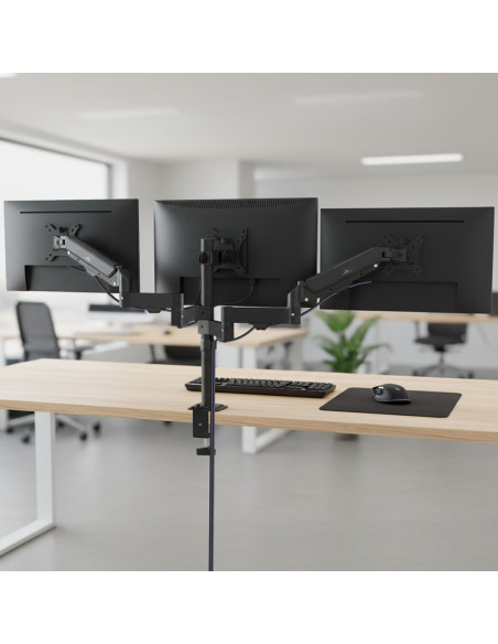 Maclean Uchwyt Na 3 Monitory, Sprężyna Gazowa, 17"-27", 2-8Kg, Czarny Mc-137