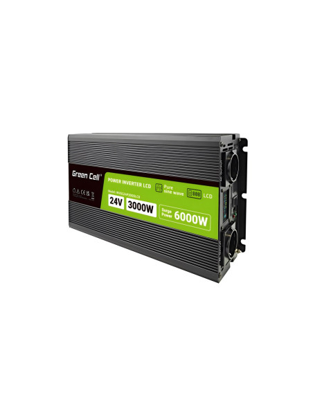 Green Cell Przetwornica Lcd 24V/230V 3000W/6000W Czysty Sinus Invgc24P3000Lcd