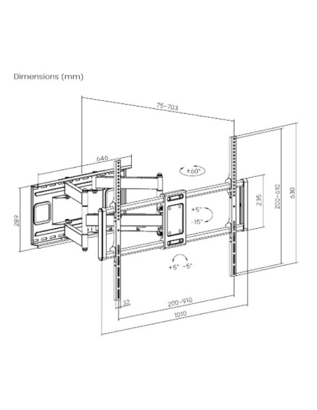 Gembird Uchwyt Sufitowy Do Telewizora Z Pełnym Zakresem Ruchu (Regulowany), 60" - 120", Do 120 Kg