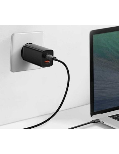 Ładowarka Sieciowa Baseus Gan2 Lite, Usb + Usb-C, 65W, Eu (Czarna)