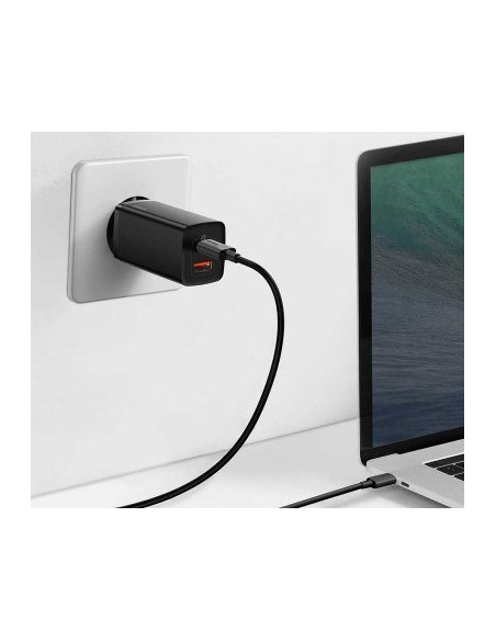 Ładowarka Sieciowa Baseus Gan2 Lite, Usb + Usb-C, 65W, Eu (Czarna)