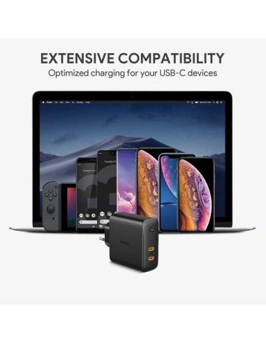 Aukey Pa-D5 Ładowarka Sieciowa 63W 2Xusb Pd 3.0