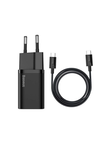 Baseus Ładowarka Sieciowa Z Kablem Usb-C Do Usb-C Tzccsup-L01 Super Si 1C 25W Czarna