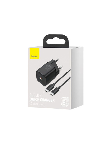 Baseus Ładowarka Sieciowa Z Kablem Usb-C Do Usb-C Tzccsup-L01 Super Si 1C 25W Czarna
