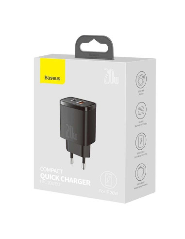 Baseus Ładowarka Sieciowa Usb, Usb-C (Czarna)