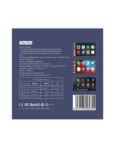 Carlinkit Adapter Bezprzewodowy Ai Box Z Androidem 13 - 8 Gb + 128 Gb Do Oryginalnych Radioodbiorników Samochodowych Z Carplay N