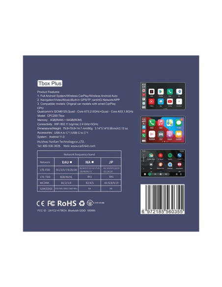 Carlinkit Adapter Bezprzewodowy Ai Box Z Androidem 13 - 8 Gb + 128 Gb Do Oryginalnych Radioodbiorników Samochodowych Z Carplay N