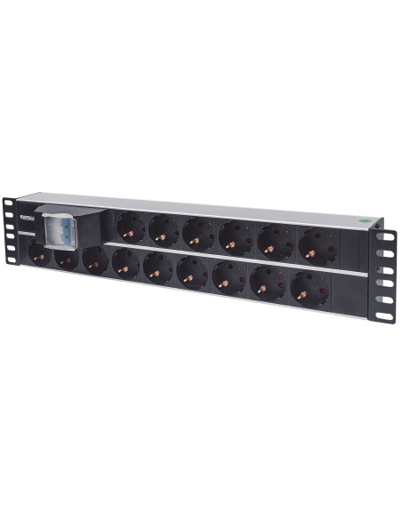 Intellinet Listwa Zasilająca Rack 19" 2U, 15 Gniazd Schuko, Z Podwójnym Wyłącznikiem, Kabel 3M