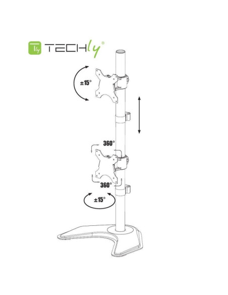 Techly Podstawa Pod 2 Monitory 13-27" Lcd 10Kg Biurkowa Pionowa