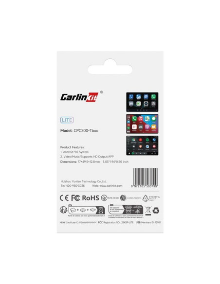 Carlinkit Adapter Bezprzewodowy Lite S Hdmi 4Gb+32Gb Android Auto/Carplay Dla Radioodtwarzaczy Samochodowych Czarny