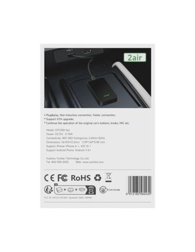 Adapter Carlinkit 5.0 2Air Bezprzewodowy Carplay Android Auto Carlink 5 Czarny