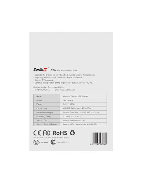 Adapter Carlinkit A2A Adapter Bezprzewodowy Android Auto Czarny