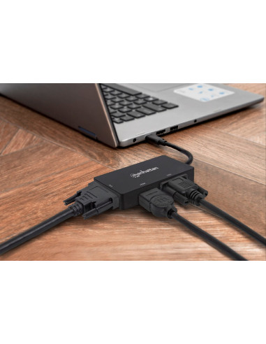 Manhattan Adapter Multiport Usb-C 3.1 Na Hdmi/Dvi/Vga M/F
