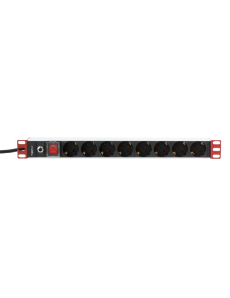 Techly Listwa Zasilająca 19'1U X8 - Gniazda Schuko