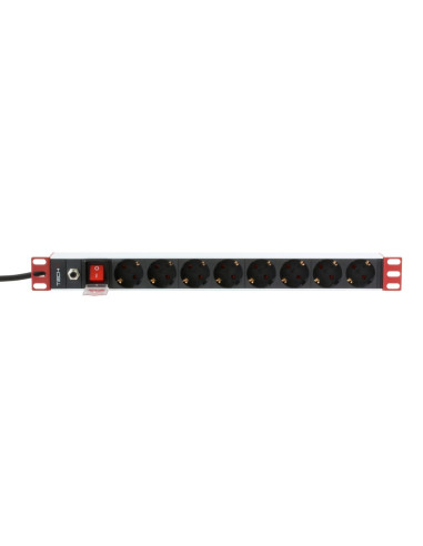 Techly Listwa Zasilająca 19'1U X8 - Gniazda Schuko