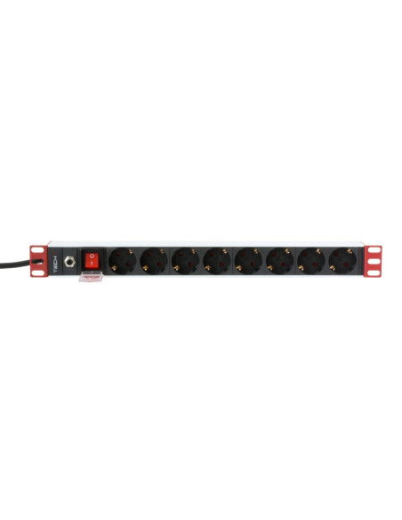Techly Listwa Zasilająca 19'1U X8 - Gniazda Schuko