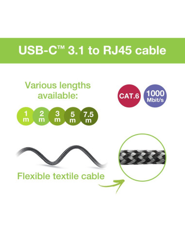 Techly Adapter/Kabel Sieciowy Usb-C Na Gigabit Ethernet Rj45 1M