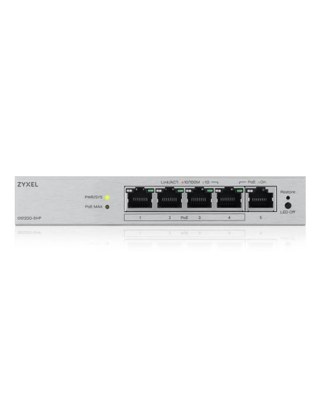 Switch Zyxel Gs1200-5Hp 5P V3 Poe (Poe+: 4 ) 68W Managed Gigabit