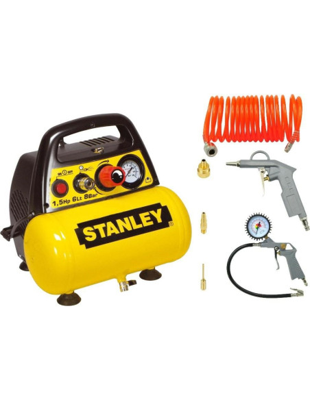 Kompresor Bezolejowy 6L+Zestaw Pneumatyczny Stanley