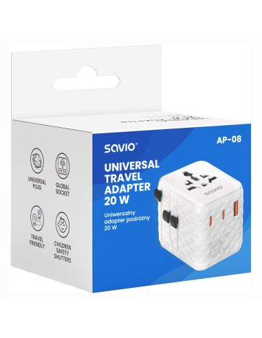 Savio Uniwersalny Adapter Podróżny 20W Ap-08