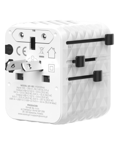 Savio Uniwersalny Adapter Podróżny 20W Ap-08