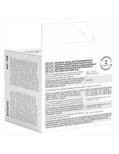 Savio Uniwersalny Adapter Podróżny 20W Ap-08