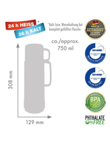 Rotpunkt Termos Szklany Poj. 0,750 L, Shiny Grape