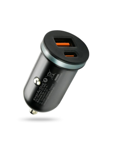 Everactive Ładowarka Samochodowa 1X Usb + 1X Usb-C 35W Qc 3.0 Pd Czarna Cc-30Q