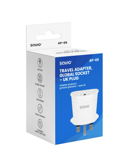 Savio Adapter Podróżny Gniazdo Globalne - Wtyk Uk Ap-05