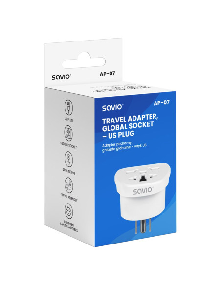 Savio Adapter Podróżny Gniazdo Globalne - Wtyk Us Ap-07