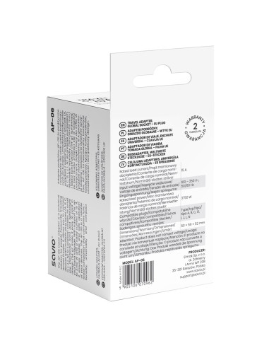 Savio Adapter Podróżny Gniazdo Globalne - Wtyk Eu Ap-06