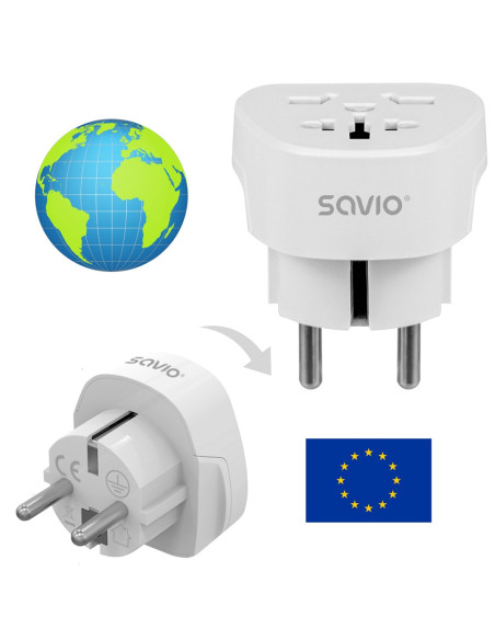 Savio Adapter Podróżny Gniazdo Globalne - Wtyk Eu Ap-06