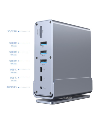 Gembird Multi Adapter Usb Typ Cf 15W1 (Usb Af-Porty V.2X2+V.3X3, Typ Cf+Hdmix2+Displayport+Pd+Czytnik Kart+Gigalan+Audio Szar