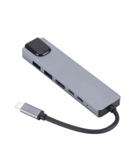 Gembird Multi Adapter Usb Type-C 5W1 (Usb Af And Type-C Hub + Hdmi + Pd+Lan) Szary
