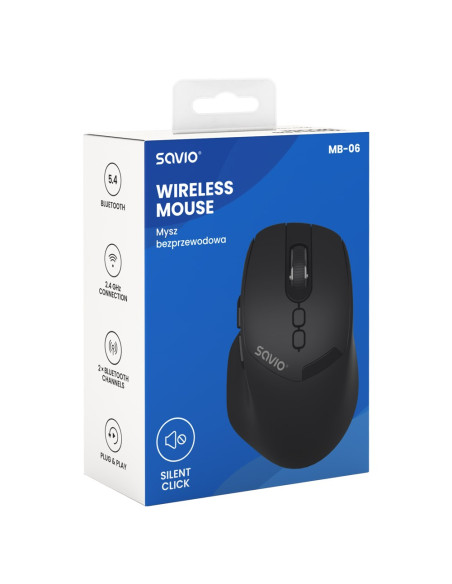 Savio Mysz Bezprzewodowa Bt 2.4 Ghz Ergonomiczna Mb-06