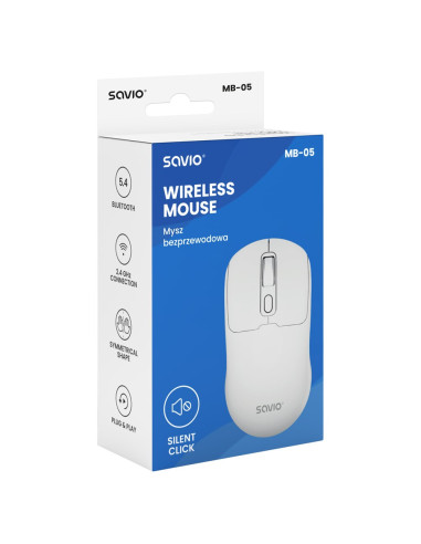 Savio Mysz Bezprzewodowa Bt 2.4 Ghz Biała Mb-05