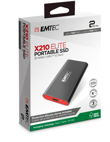 Przenośny Dysk Ssd Emtec 3.2Gen2 X210 O Pojemności 2 Tb (Ecssd2Tx210)